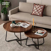 Removable Set of 2 Round Coffee Table Walnut Nesting Side End Table Furniture Furniture Kings Warehouse
