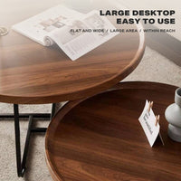 Removable Set of 2 Round Coffee Table Walnut Nesting Side End Table Furniture Furniture Kings Warehouse