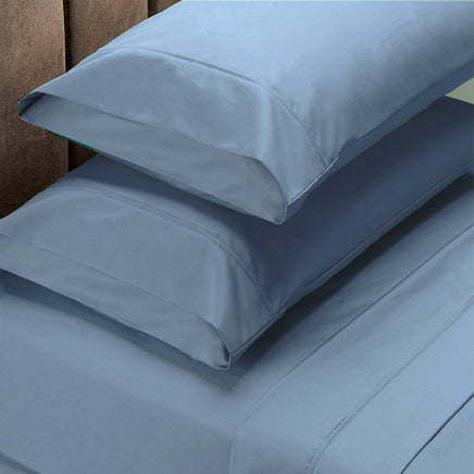 Renee Taylor 1500 Thread Count Pure Soft Cotton Blend Flat & Fitted Sheet Set Indigo King Bedding Kings Warehouse