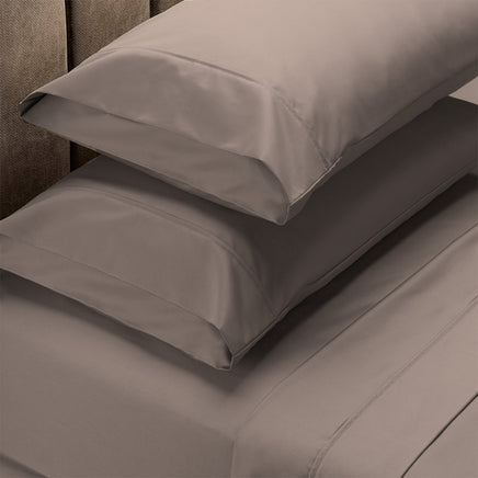 Renee Taylor 1500 Thread Count Pure Soft Cotton Blend Flat & Fitted Sheet Set Stone King Bedding Kings Warehouse
