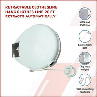 Retractable Clothesline Hang Clothes Line 20 Ft Retracts Automatically Kings Warehouse