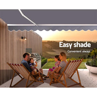 Retractable Folding Arm Awning Outdoor Sun Shade 3Mx2.5M PearlGrey Kings Warehouse