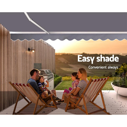 Retractable Folding Arm Awning Outdoor Sun Shade 3Mx2.5M PearlGrey Kings Warehouse
