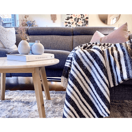 Richmond Throw - Reclaimed Wool Blend - Monochrome Bedding Kings Warehouse