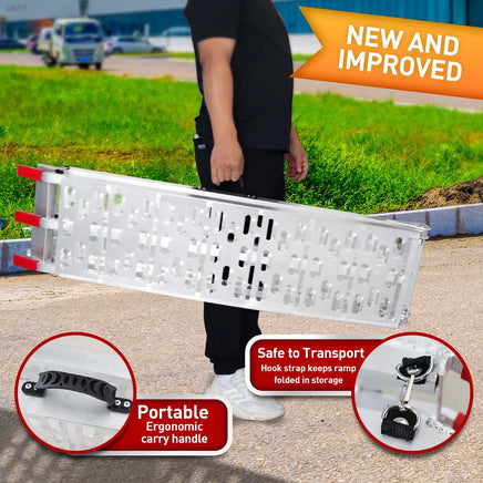 Rigg 2 x Aluminium ATV Loading Ramp Foldable - Silver Kings Warehouse