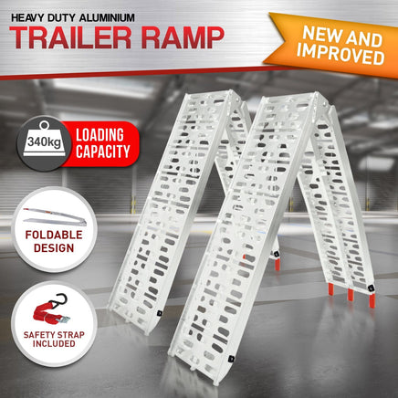 Rigg 2 x Aluminium ATV Loading Ramp Foldable - Silver Kings Warehouse