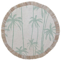Round Placemat-Coastal Fringe-Tall Palms-Mint-40cm Kings Warehouse 