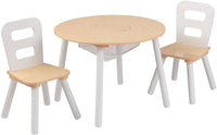Round Table and 2 Chair Set for children (White Natural) Kings Warehouse