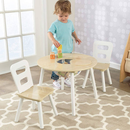 Round Table and 2 Chair Set for children (White Natural) Kings Warehouse
