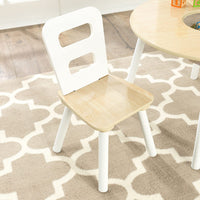 Round Table and 2 Chair Set for children (White Natural) Kings Warehouse