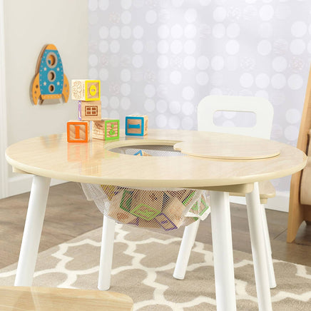 Round Table and 2 Chair Set for children (White Natural) Kings Warehouse