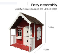 ROVO KIDS Cubby House Wooden Cottage Outdoor Furniture Playhouse Children Toy Kings Warehouse 