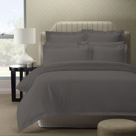 Royal Comfort 1200TC Quilt Cover Set Damask Cotton Blend Luxury Sateen Bedding - Queen - Charcoal Grey Bedding Kings Warehouse
