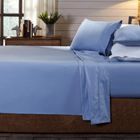 Royal Comfort 250TC Organic 100% Cotton Sheet Set 4 Piece Luxury Hotel Style - Double - Indigo Bedding Kings Warehouse 