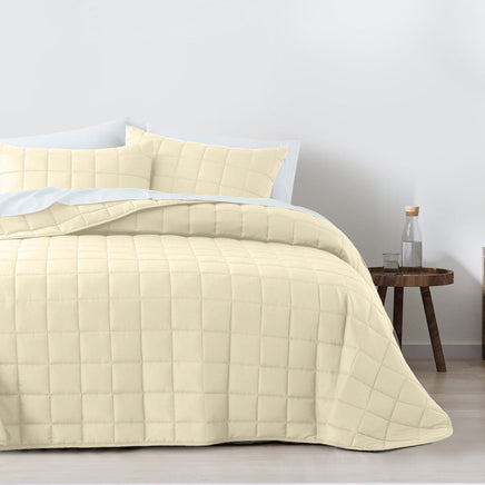 Royal Comfort Coverlet Set Bedspread Soft Touch Easy Care Breathable 3 Piece Set - King - Beige Kings Warehouse