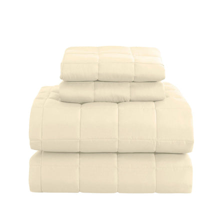 Royal Comfort Coverlet Set Bedspread Soft Touch Easy Care Breathable 3 Piece Set - Queen - Beige Kings Warehouse