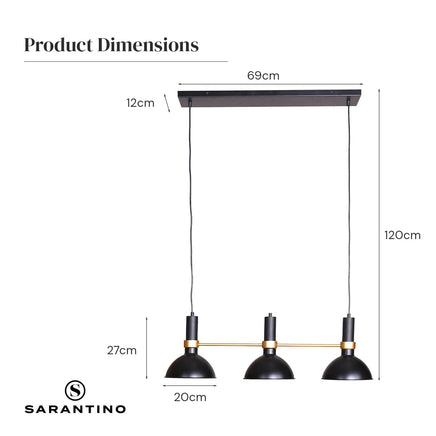 Sarantino 3-Light Hanging Pendant Lamp Kings Warehouse