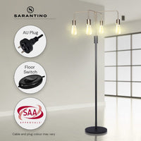 Sarantino Modern Exposed Bulb 4-Arm Industrial Light Floor Lamp Kings Warehouse