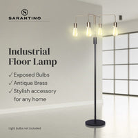 Sarantino Modern Exposed Bulb 4-Arm Industrial Light Floor Lamp Kings Warehouse