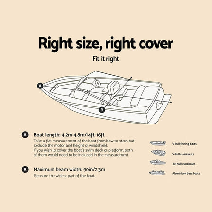 Seamanship 14- 16ft Boat Cover Trailerable Marine Grade 600D Summer Sale Kings Warehouse