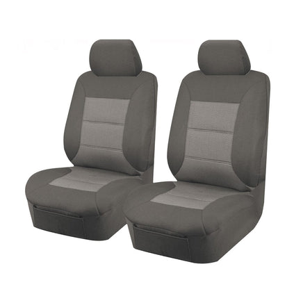 Seat Covers for MITSUBISHI TRITON MQ SERIES 01/2015 - ON DUAL / CLUB CAB UTILITY FRONT 2X BUCKETS GREY PREMIUM Kings Warehouse