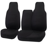 Seat Covers for TOYOTA HI ACE TRH-KDH SERIES 03/2005 - 2015 LWB UTILITY VAN FRONT HIGH BUCKET + _ BENCH WITH FOLD DOWN ARMREST/TRAY BLACK ALL TERRAIN