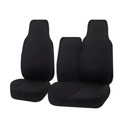 Seat Covers for TOYOTA HI ACE TRH-KDH SERIES 03/2005 - 2015 LWB UTILITY VAN FRONT HIGH BUCKET + _ BENCH WITH FOLD DOWN ARMREST/TRAY BLACK CHALLENGER Kings Warehouse