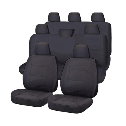 Seat Covers for TOYOTA LANDCRUISER 200 SERIES GXL - 60TH ANNIVERSARY VDJ200R-UZJ200R-URJ202R 11/2008 - ON 4X4 SUV/WAGON 8 SEATERS FMR CHARCOAL ALL TERRAIN Kings Warehouse