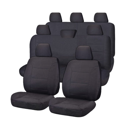 Seat Covers for TOYOTA LANDCRUISER 200 SERIES GXL - 60TH ANNIVERSARY VDJ200R-UZJ200R-URJ202R 11/2008 - ON 4X4 SUV/WAGON 8 SEATERS FMR CHARCOAL CHALLENGER Kings Warehouse