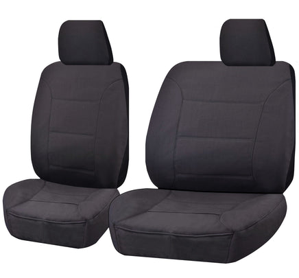 Seat Covers for TOYOTA LANDCRUISER 60.70.80 SERIES HZJ-HDJ-FZJ 1981 - 2010 TROOP CARRIER 4X4 SINGLE CAB CHASSIS FRONT BUCKET + _ BENCH CHARCOAL ALL TERRAIN Kings Warehouse