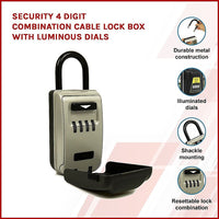 Security 4 Digit Combination Cable Lock Box With Luminous Dials Kings Warehouse 