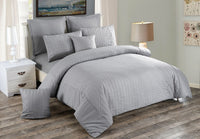 Seersucker Queen Size Grey Duvet Doona Quilt Cover Set Kings Warehouse