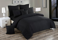 Seersucker Super King Size Black Duvet Doona Quilt Cover Set Kings Warehouse