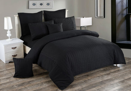 Seersucker Super King Size Black Duvet Doona Quilt Cover Set Kings Warehouse