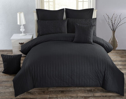 Seersucker Super King Size Black Duvet Doona Quilt Cover Set Kings Warehouse