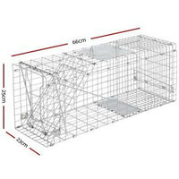 Set of 2 Humane Animal Trap Cage 66 x 23 x 25cm - Silver Kings Warehouse