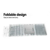 Set of 2 Humane Animal Trap Cage 66 x 23 x 25cm - Silver Kings Warehouse