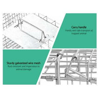 Set of 2 Humane Animal Trap Cage 66 x 23 x 25cm - Silver Kings Warehouse