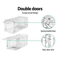 Set of 2 Humane Animal Trap Cage 66 x 23 x 25cm - Silver Kings Warehouse