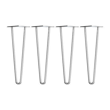 Set of 4 Chrome Retro Hairpin Table Legs 12mm Steel Bench Desk - 41cm Kings Warehouse