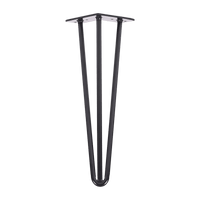 Set of 4 Industrial 3-Rod Retro Hairpin Table Legs 12mm Steel Bench Desk - 41cm Black Kings Warehouse