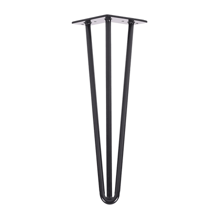 Set of 4 Industrial 3-Rod Retro Hairpin Table Legs 12mm Steel Bench Desk - 41cm Black Kings Warehouse