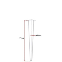 Set of 4 Industrial 3-Rod Retro Hairpin Table Legs 12mm Steel Bench Desk - 71cm White Kings Warehouse