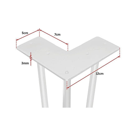Set of 4 Industrial 3-Rod Retro Hairpin Table Legs 12mm Steel Bench Desk - 71cm White Kings Warehouse