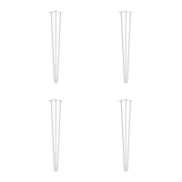 Set of 4 Industrial 3-Rod Retro Hairpin Table Legs 12mm Steel Bench Desk - 71cm White Kings Warehouse