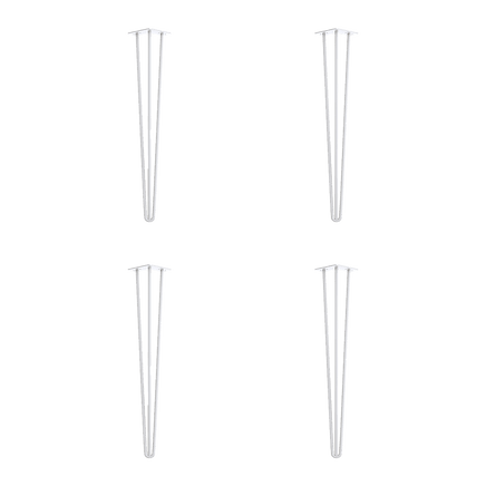 Set of 4 Industrial 3-Rod Retro Hairpin Table Legs 12mm Steel Bench Desk - 71cm White Kings Warehouse