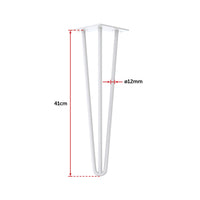 Set of 4 Industrial 3-Rod Retro Table Legs 12mm Steel Bench Desk - 41cm White dining Kings Warehouse