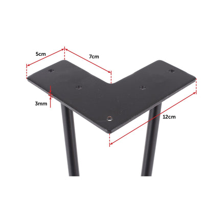 Set of 4 Industrial Retro Hairpin Table Legs 12mm Steel Bench Desk - 71cm Black Kings Warehouse