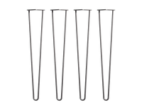 Set of 4 Industrial Retro Hairpin Table Legs 12mm Steel Bench Desk - 71cm Black Kings Warehouse