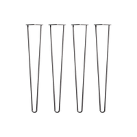 Set of 4 Industrial Retro Hairpin Table Legs 12mm Steel Bench Desk - 71cm Black Kings Warehouse